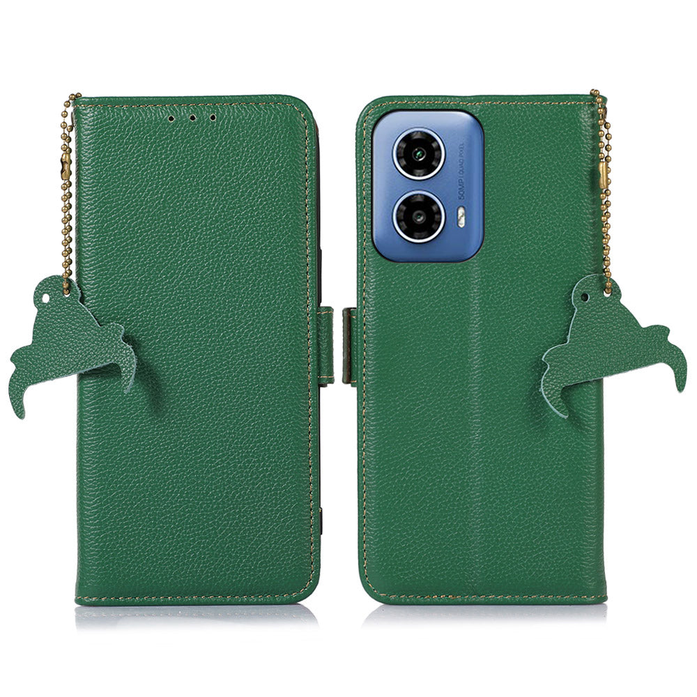 For Motorola Moto G34 5G Magnetic Case Genuine Cow Leather+TPU Wallet Phone Cover