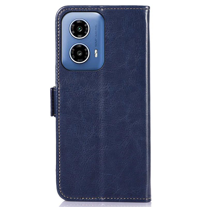 ABEEL For Motorola Moto G34 5G Wallet Case Side Magnetic Clasp Crazy Horse Texture Phone Cover