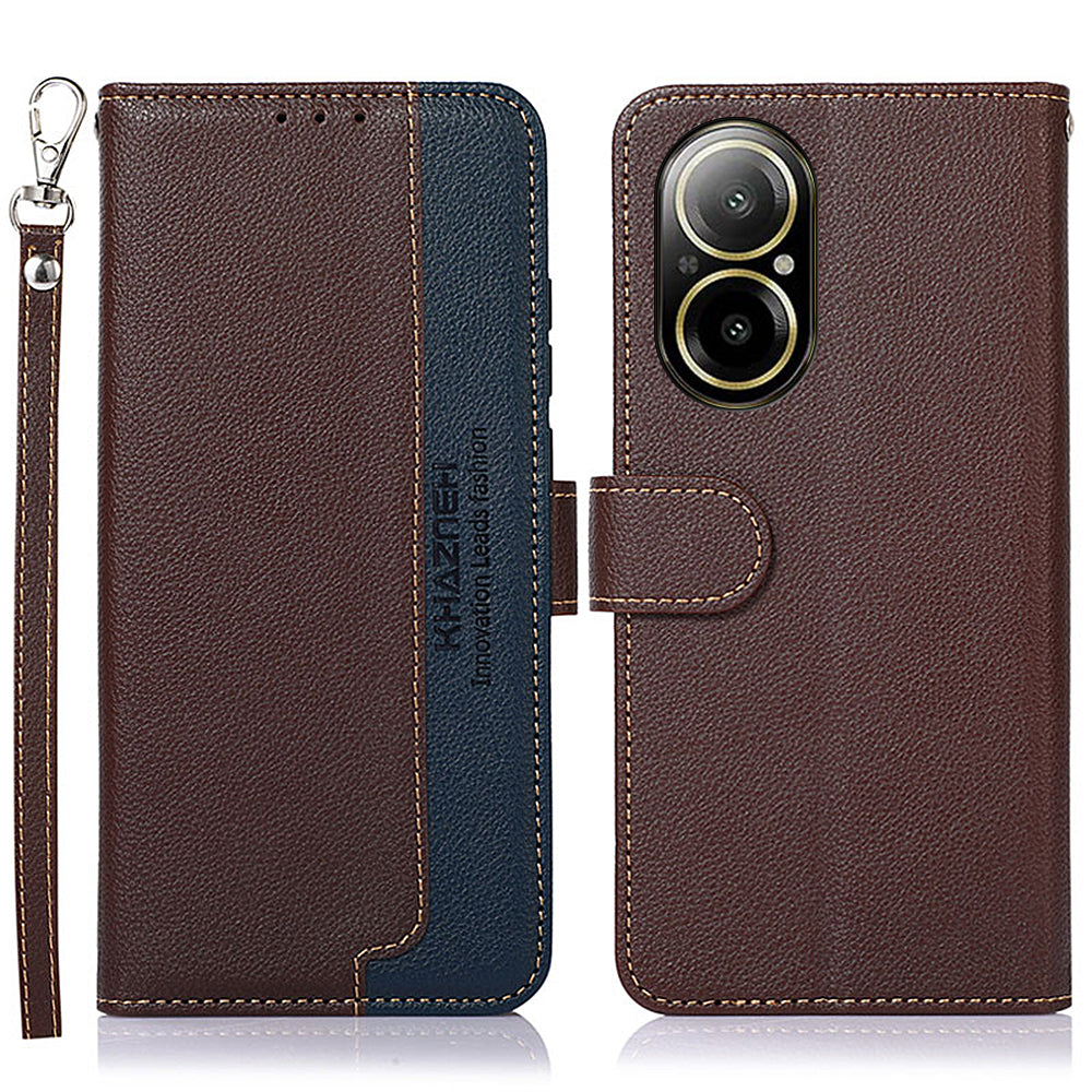 KHAZNEH For Realme C67 4G Case Litchi Texture Wallet Shock-Absorbent Phone Cover