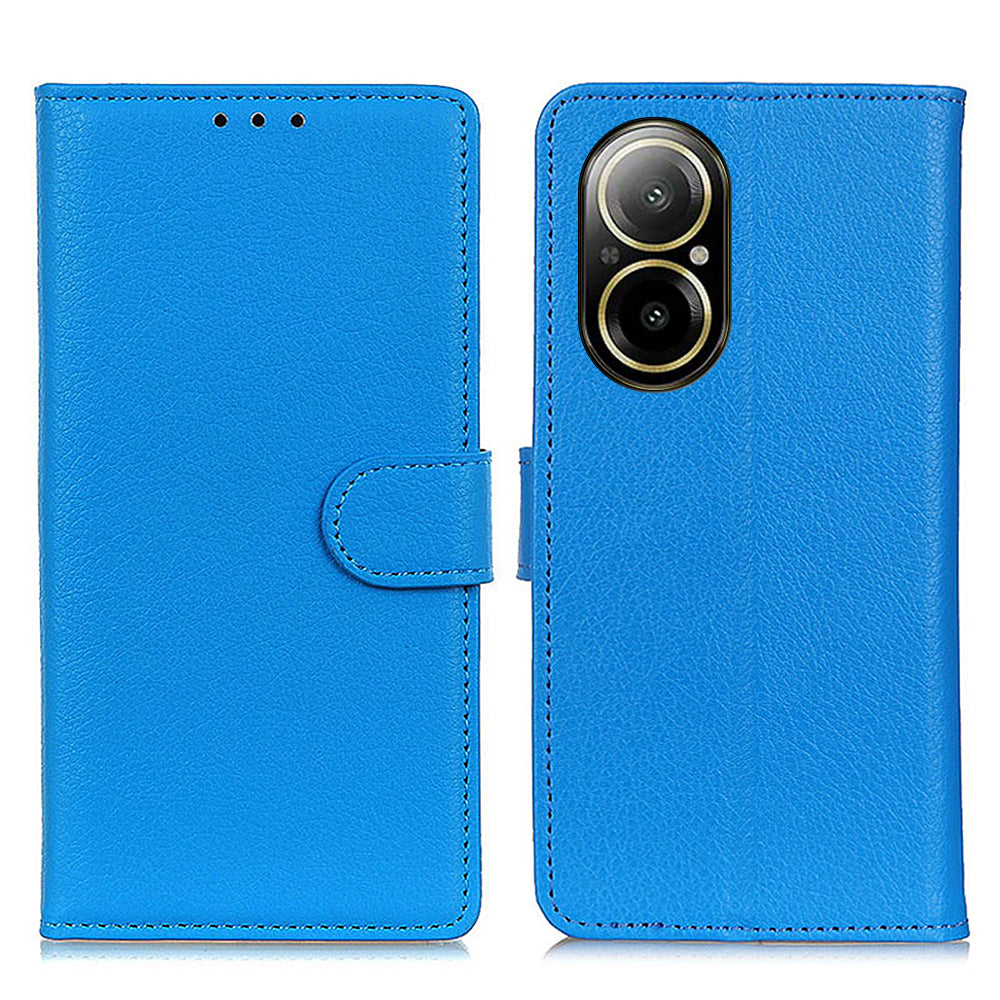 For Realme C67 4G Leather Case Litchi Texture Drop Protection Phone Cover