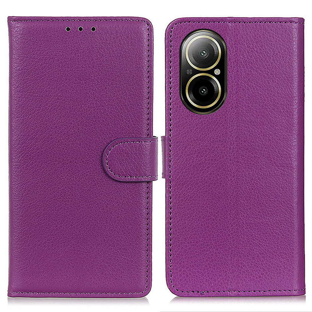 For Realme C67 4G Leather Case Litchi Texture Drop Protection Phone Cover