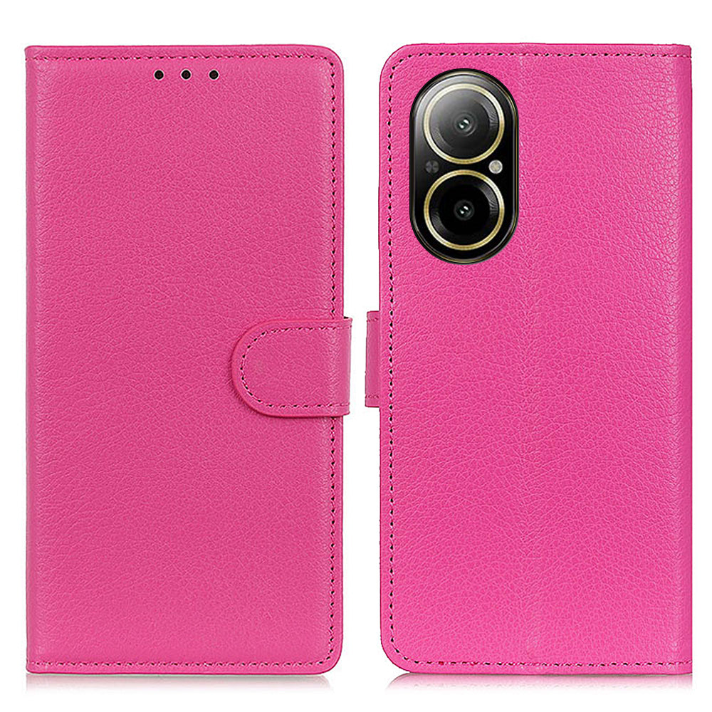 For Realme C67 4G Leather Case Litchi Texture Drop Protection Phone Cover