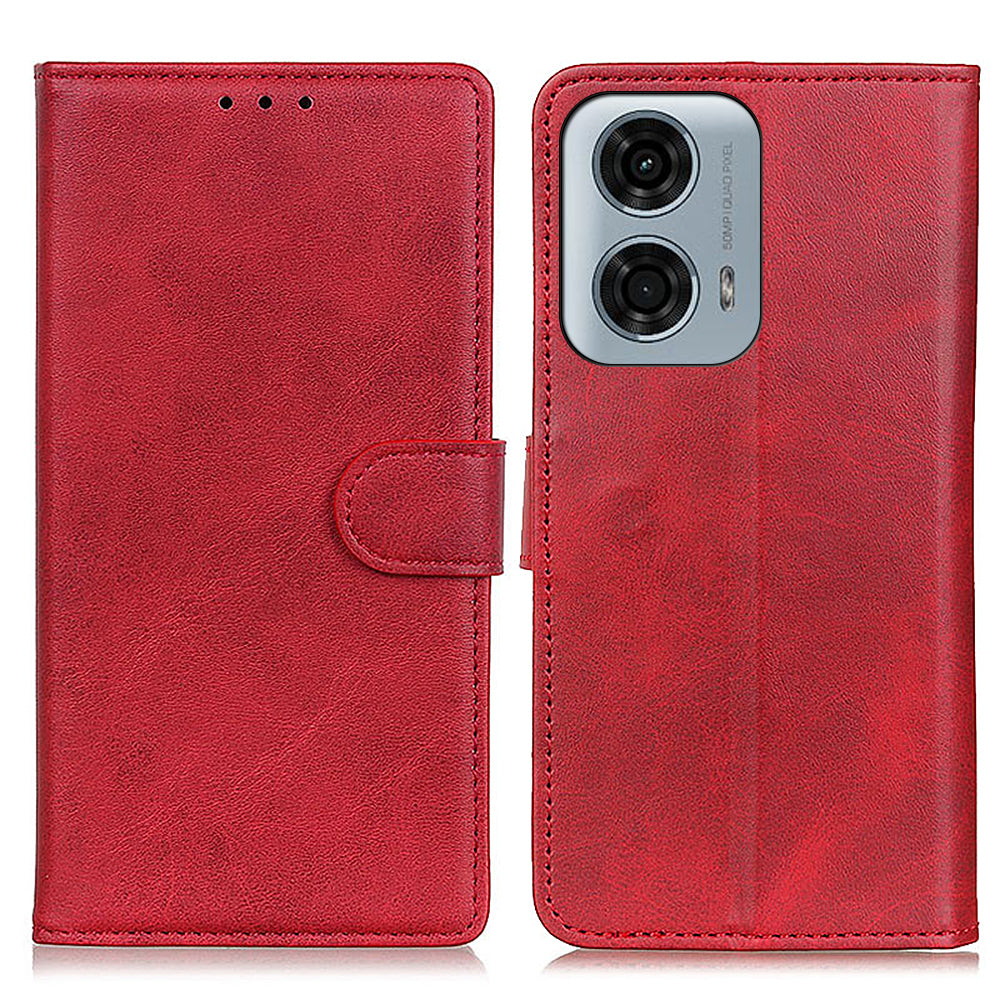 Leather Case for Motorola Moto G04 4G / G24 4G Shell Wallet Cowhide Texture Phone Cover