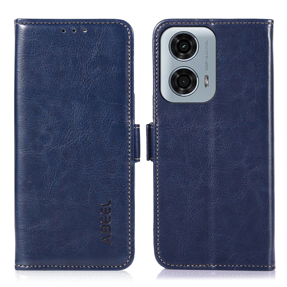 ABEEL For Motorola Moto G04 4G / G24 4G Magnetic Case Crazy Horse Texture Wallet Phone Cover