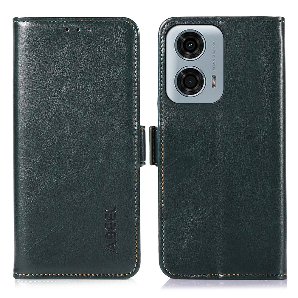 ABEEL For Motorola Moto G04 4G / G24 4G Magnetic Case Crazy Horse Texture Wallet Phone Cover