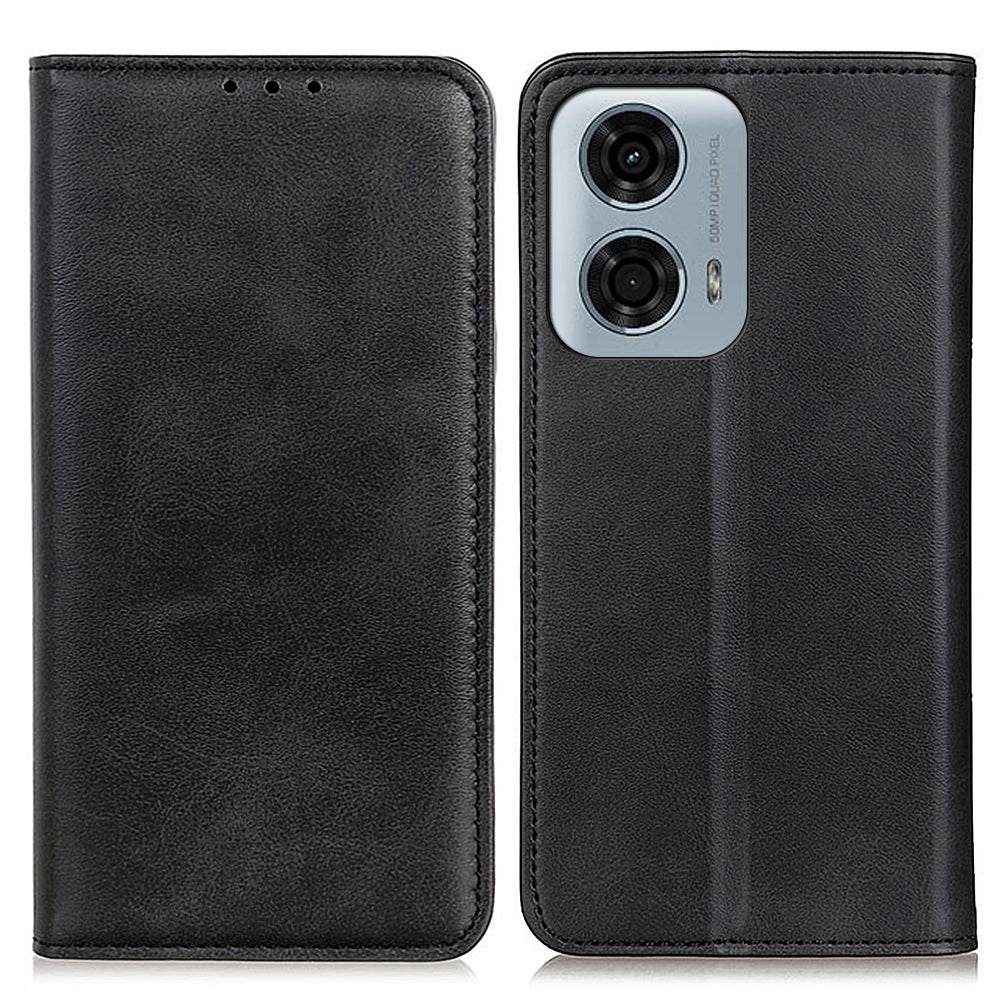 For Motorola Moto G04 4G / G24 4G Magnetic Case Cowhide Texture Wallet Phone Cover