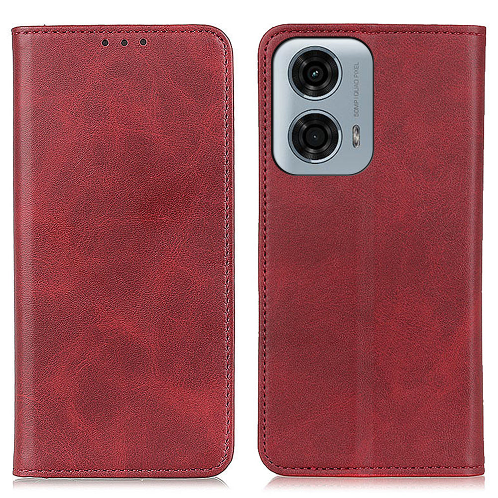 For Motorola Moto G04 4G / G24 4G Magnetic Case Cowhide Texture Wallet Phone Cover