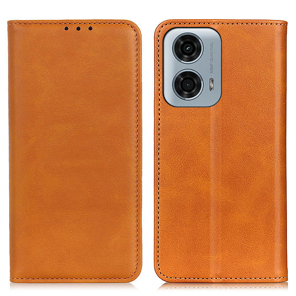 For Motorola Moto G04 4G / G24 4G Magnetic Case Cowhide Texture Wallet Phone Cover