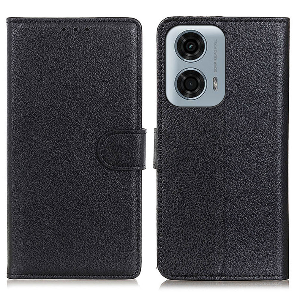 For Motorola Moto G04 4G / G24 4G Case Litchi Texture Stand Phone Protective Cover