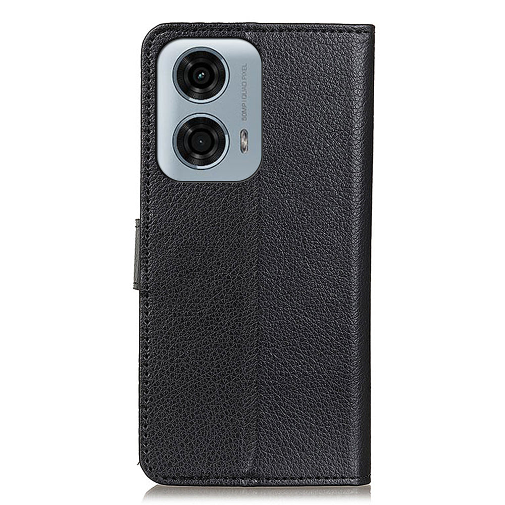 For Motorola Moto G04 4G / G24 4G Case Litchi Texture Stand Phone Protective Cover