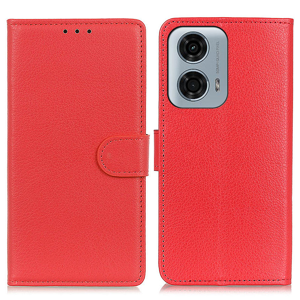 For Motorola Moto G04 4G / G24 4G Case Litchi Texture Stand Phone Protective Cover