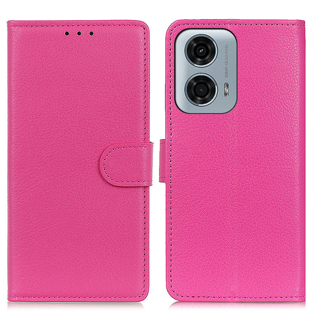 For Motorola Moto G04 4G / G24 4G Case Litchi Texture Stand Phone Protective Cover