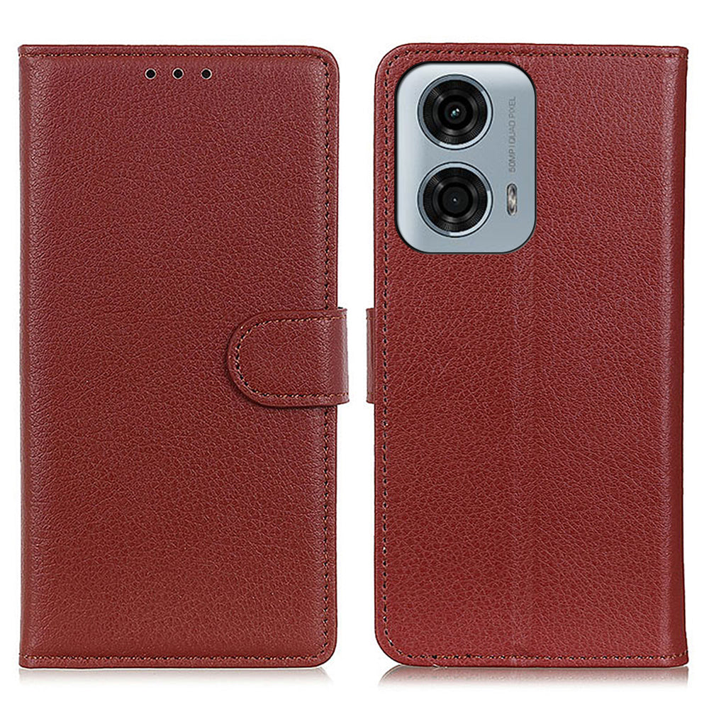 For Motorola Moto G04 4G / G24 4G Case Litchi Texture Stand Phone Protective Cover