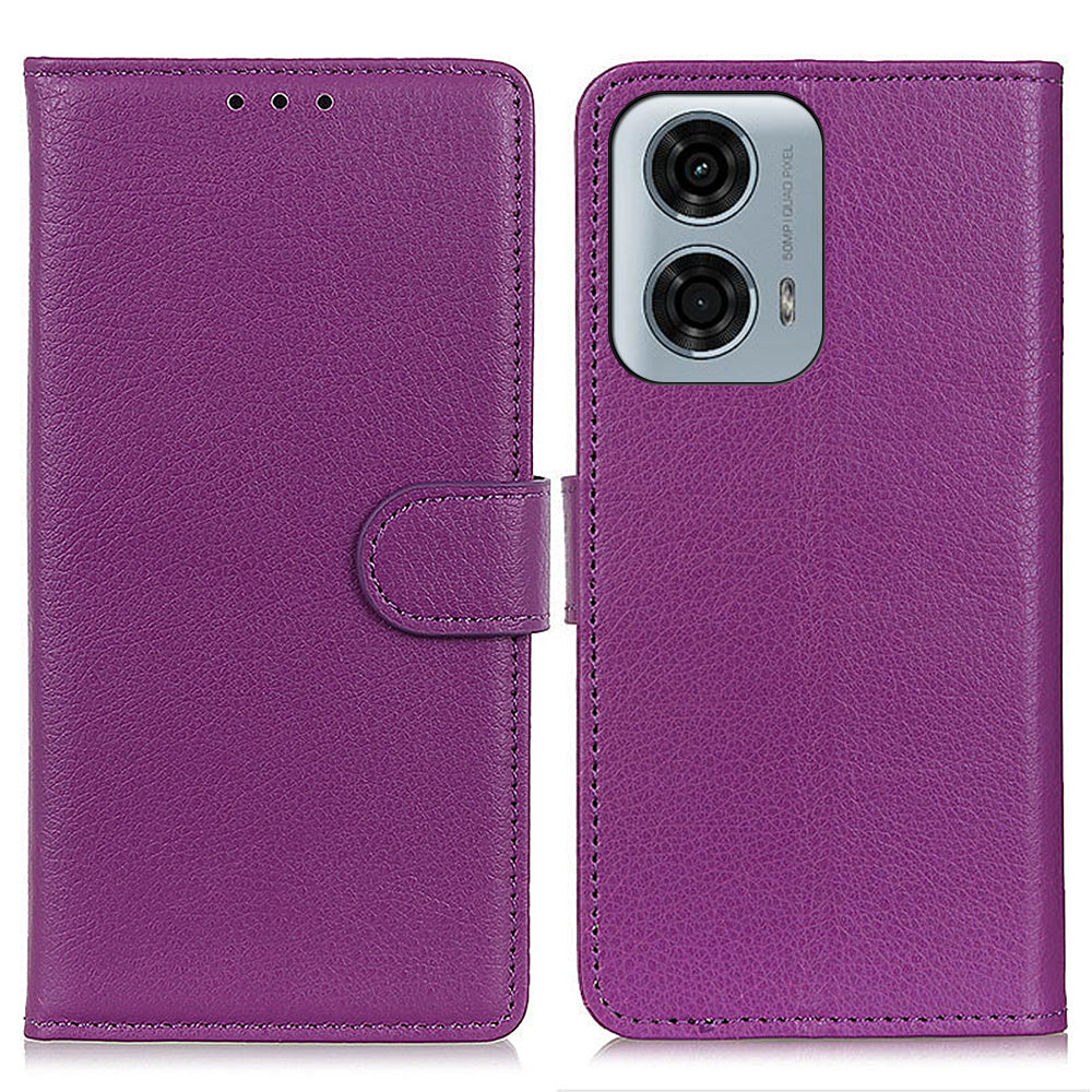 For Motorola Moto G04 4G / G24 4G Case Litchi Texture Stand Phone Protective Cover