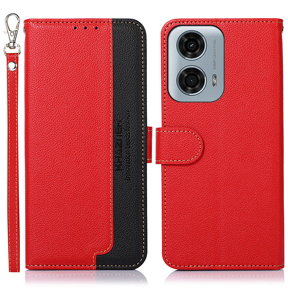 KHAZNEH For Motorola Moto G04 4G / G24 4G Cell Phone Cases Litchi Texture RFID Blocking Cover