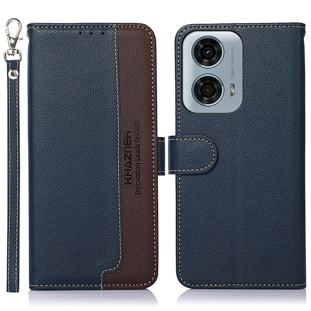 KHAZNEH For Motorola Moto G04 4G / G24 4G Cell Phone Cases Litchi Texture RFID Blocking Cover
