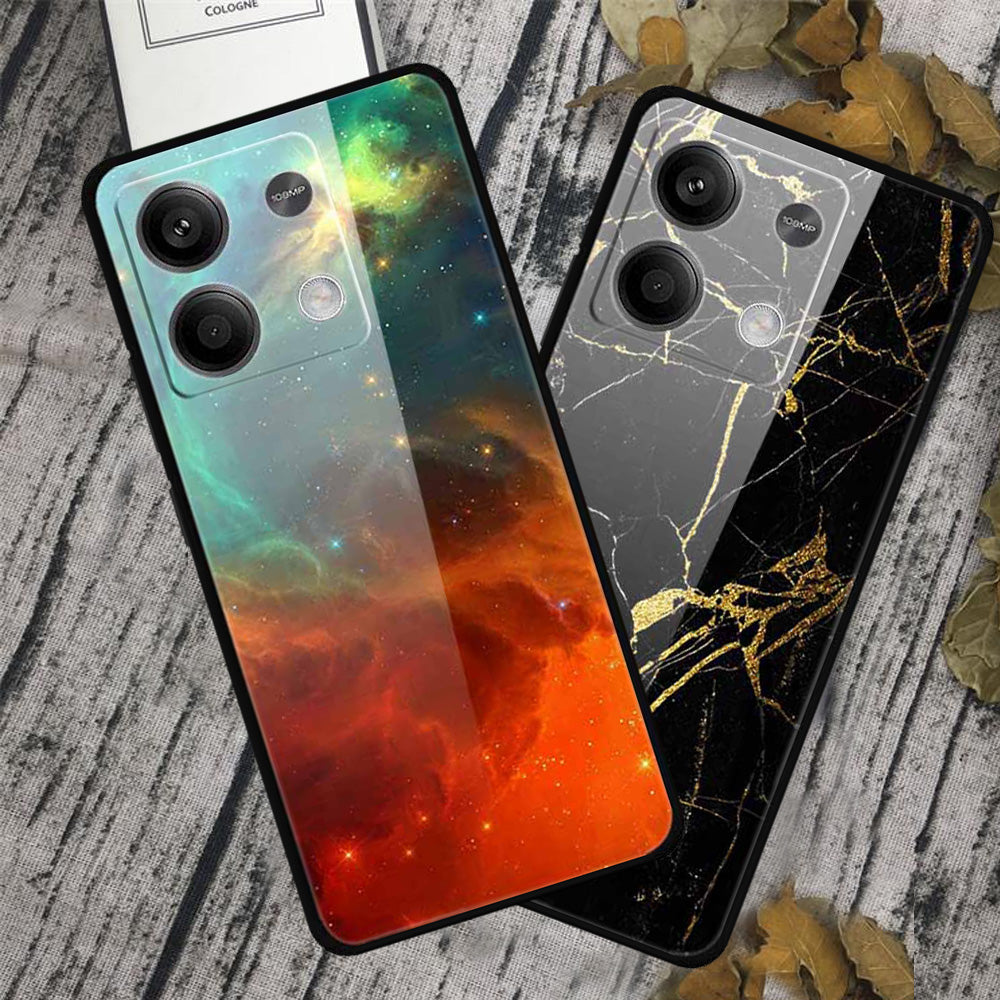 For Xiaomi Redmi Note 13 5G Case PC+Tempered Glass+TPU Pattern Printing Phone Cover