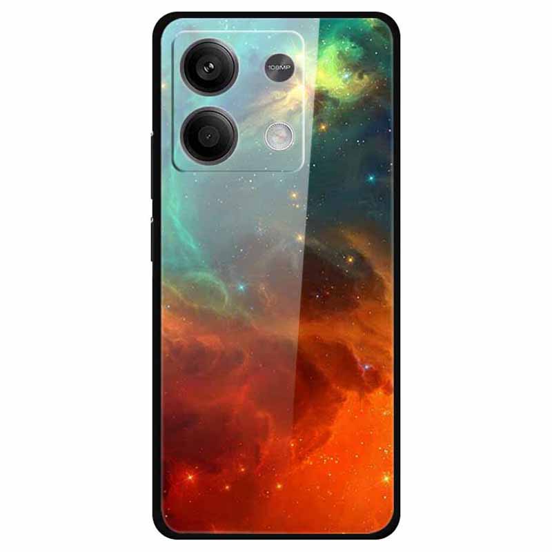 For Xiaomi Redmi Note 13 5G Case PC+Tempered Glass+TPU Pattern Printing Phone Cover
