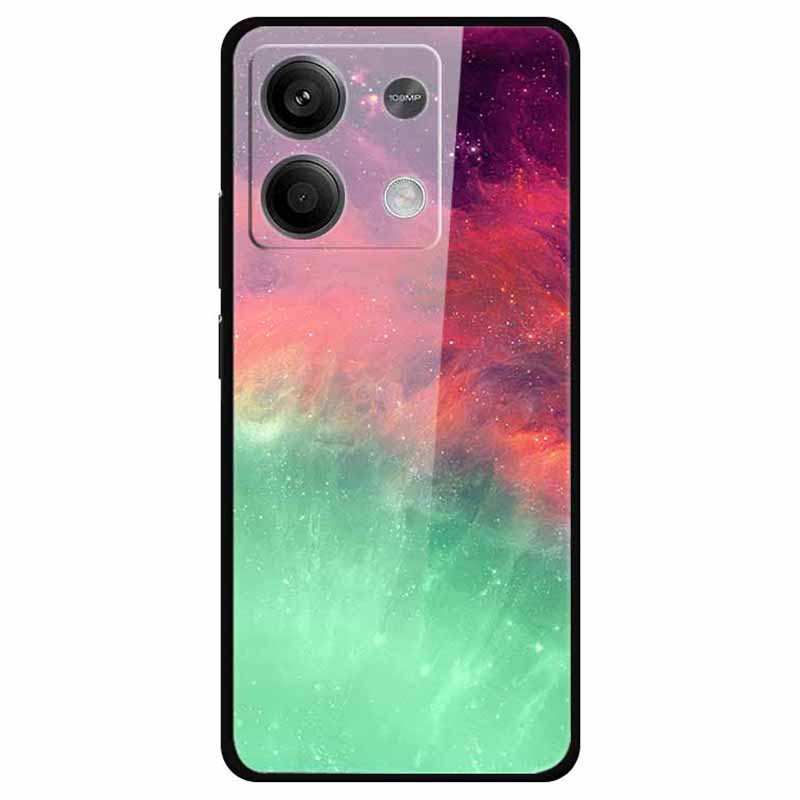 For Xiaomi Redmi Note 13 5G Case PC+Tempered Glass+TPU Pattern Printing Phone Cover