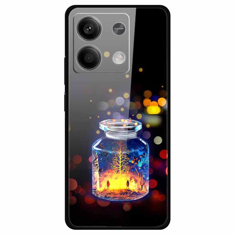 For Xiaomi Redmi Note 13 5G Case PC+Tempered Glass+TPU Pattern Printing Phone Cover