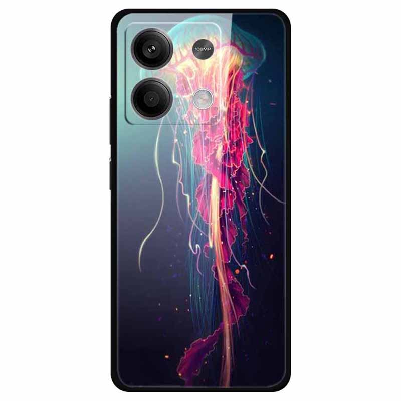 For Xiaomi Redmi Note 13 5G Case PC+Tempered Glass+TPU Pattern Printing Phone Cover