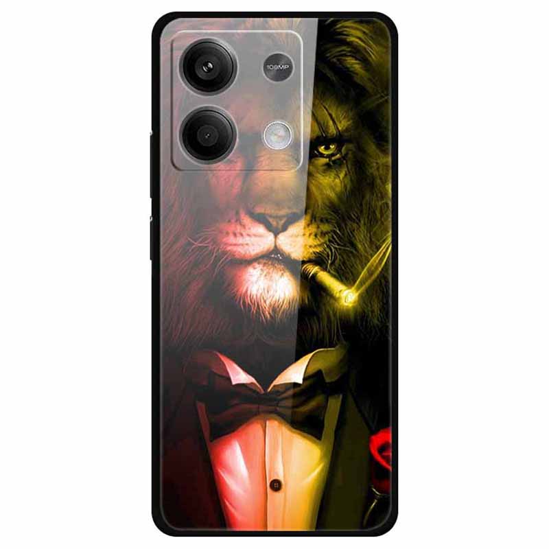 For Xiaomi Redmi Note 13 5G Case PC+Tempered Glass+TPU Pattern Printing Phone Cover