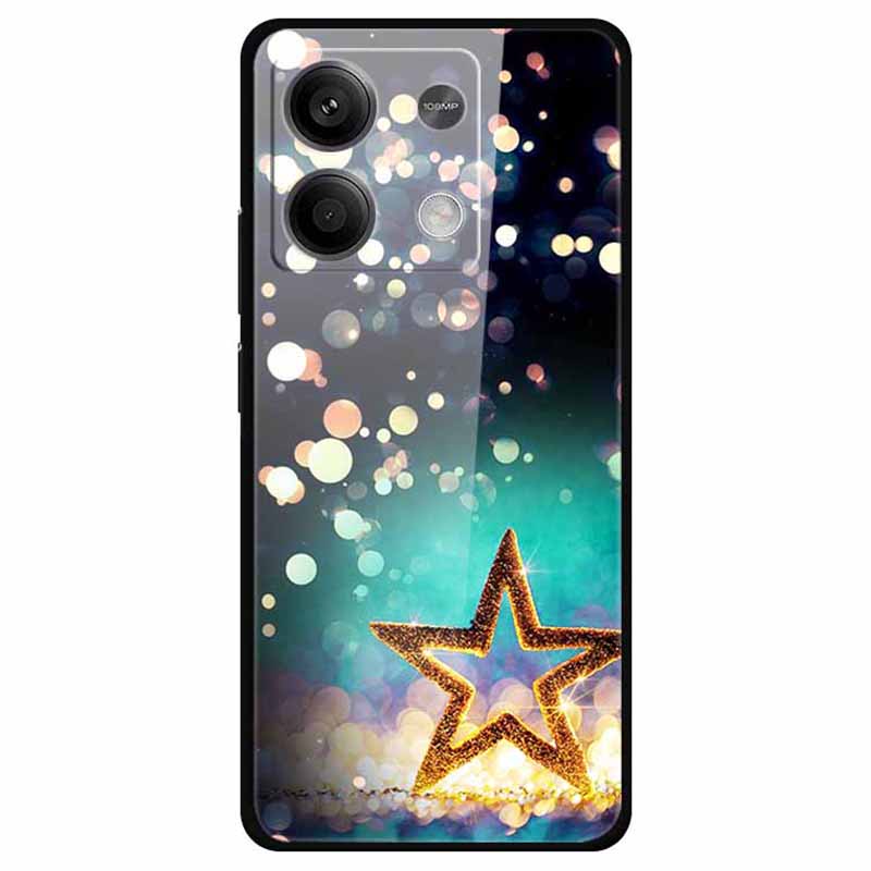 For Xiaomi Redmi Note 13 5G Case PC+Tempered Glass+TPU Pattern Printing Phone Cover