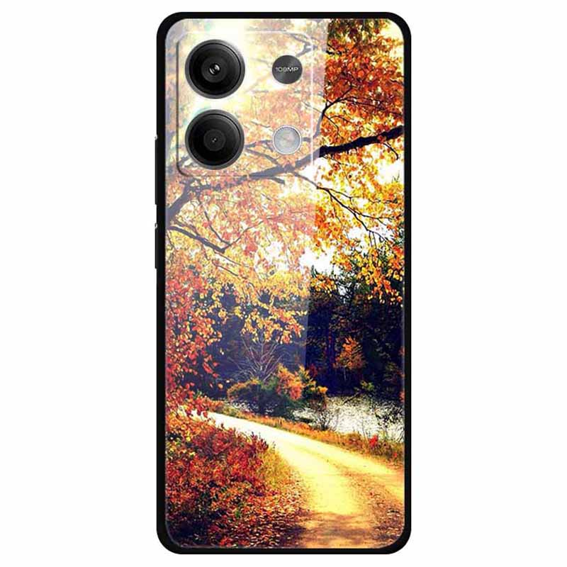 For Xiaomi Redmi Note 13 5G Case PC+Tempered Glass+TPU Pattern Printing Phone Cover