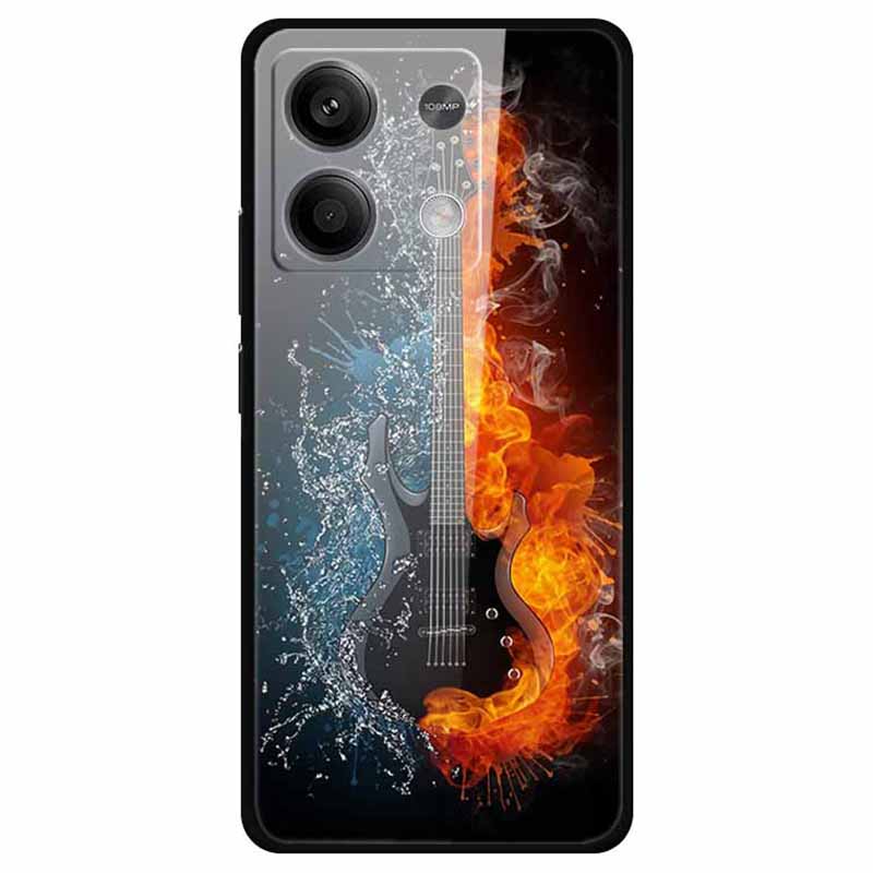For Xiaomi Redmi Note 13 5G Case PC+Tempered Glass+TPU Pattern Printing Phone Cover