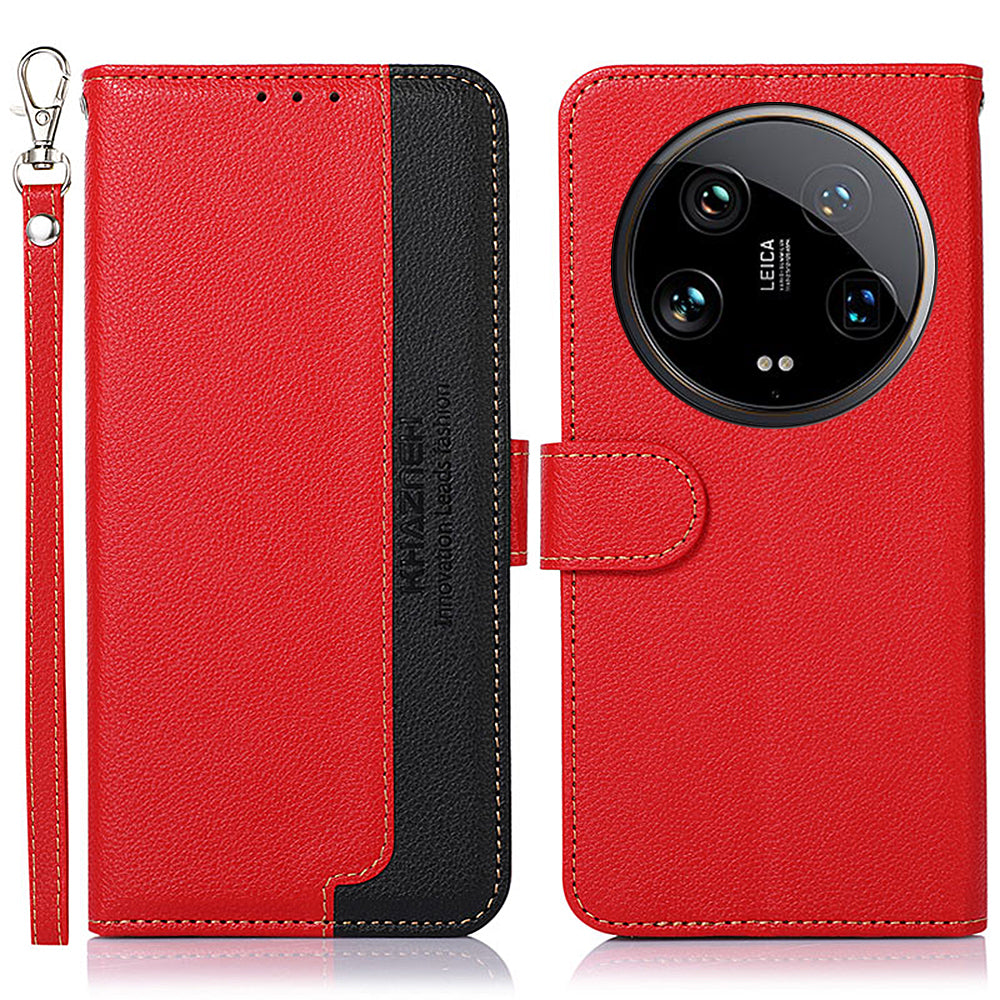 KHAZNEH For Xiaomi 14 Ultra Cell Phone Cases RFID Blocking Bump Proof Cover with Hand Strap