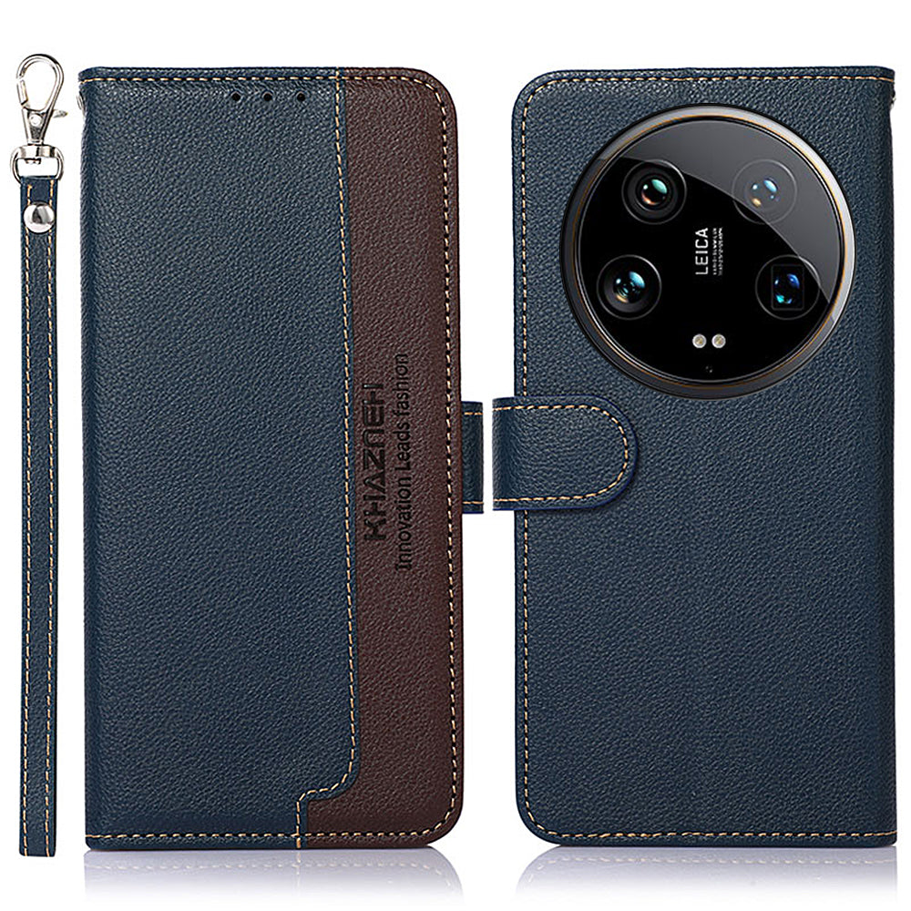 KHAZNEH For Xiaomi 14 Ultra Cell Phone Cases RFID Blocking Bump Proof Cover with Hand Strap