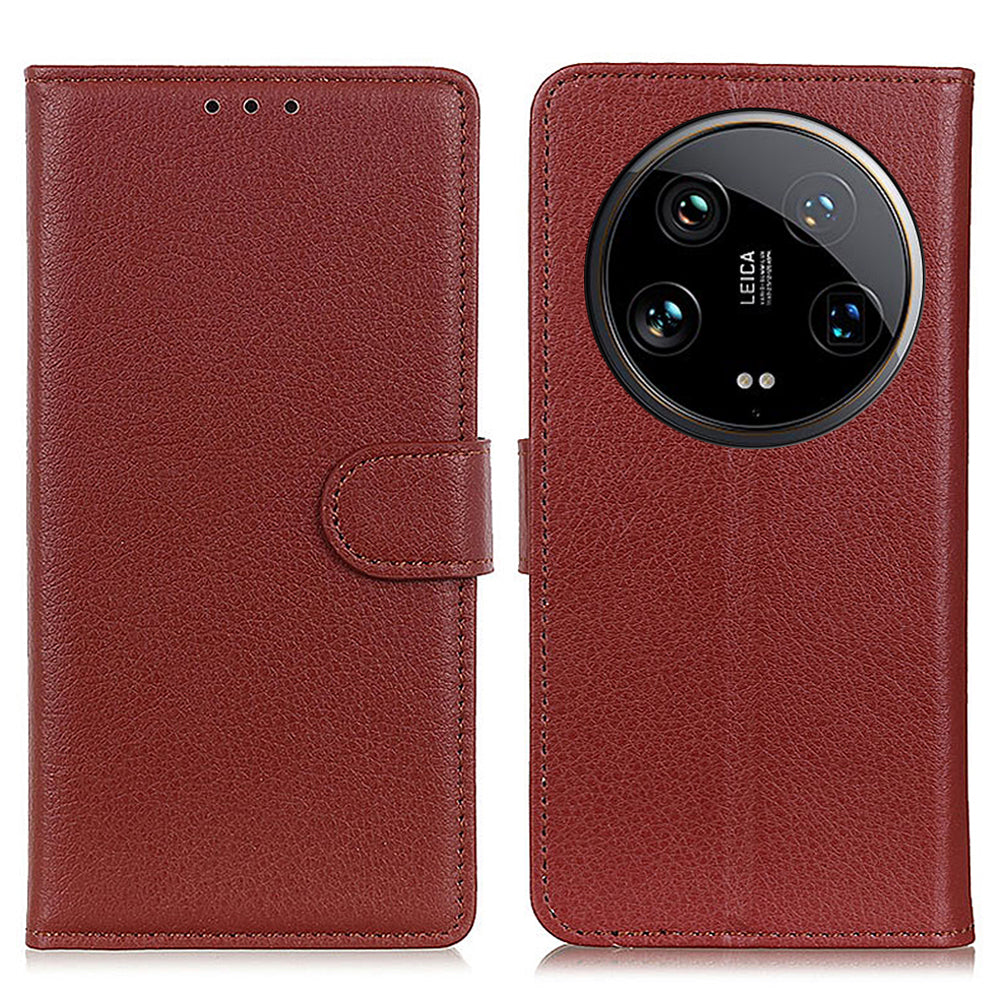 For Xiaomi 14 Ultra Case Litchi Texture Scratch-proof Phone Cover with Card Holder