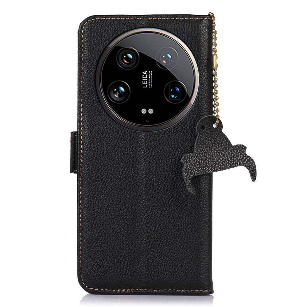 For Xiaomi 14 Ultra Case Anti-scratch Genuine Cow Leather RFID Blocking Phone Protector