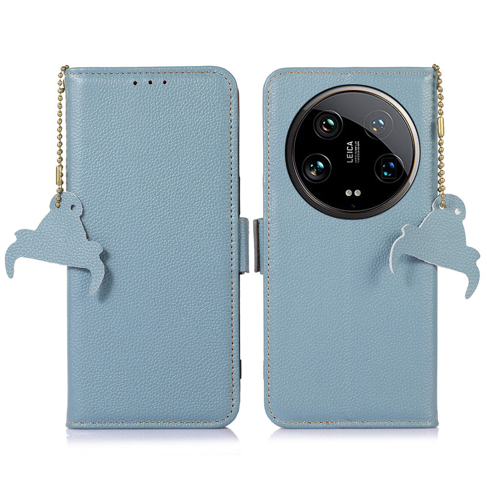 For Xiaomi 14 Ultra Case Anti-scratch Genuine Cow Leather RFID Blocking Phone Protector