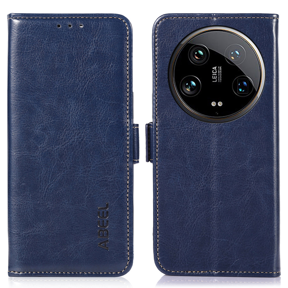 ABEEL For Xiaomi 14 Ultra Case Drop-resistant Crazy Horse Texture Card Slots Phone Cover