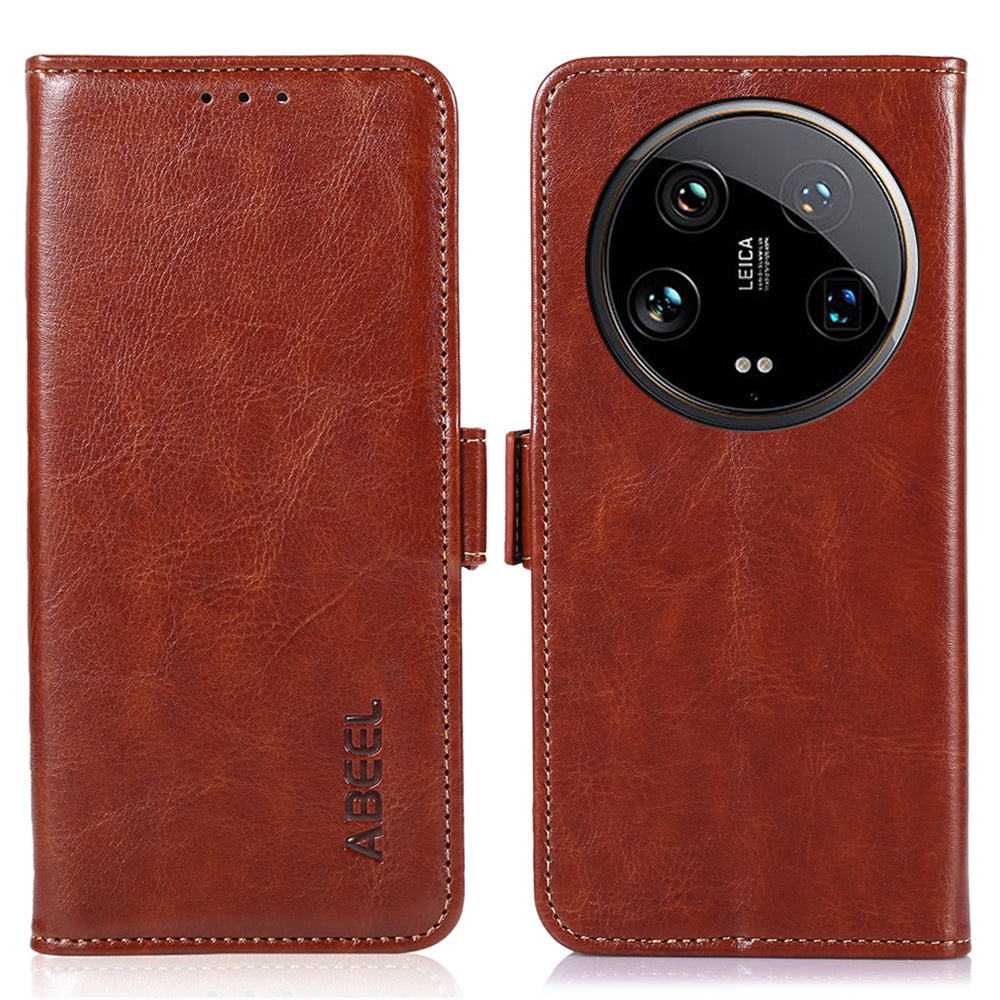 ABEEL For Xiaomi 14 Ultra Case Drop-resistant Crazy Horse Texture Card Slots Phone Cover