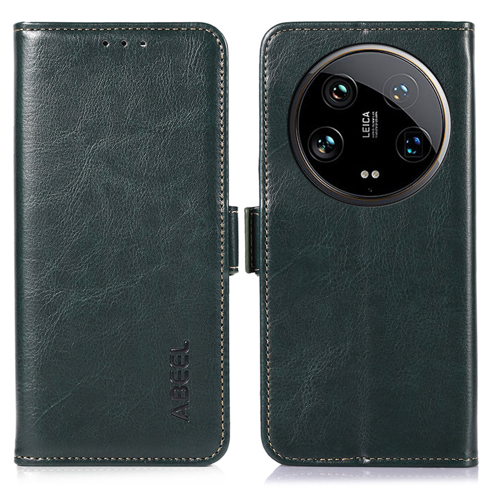 ABEEL For Xiaomi 14 Ultra Case Drop-resistant Crazy Horse Texture Card Slots Phone Cover