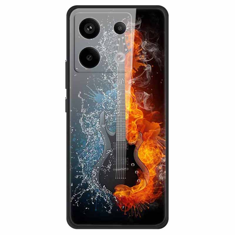 For Xiaomi Redmi Note 13 Pro 5G / Poco X6 5G Pattern Printing Case PC+Tempered Glass+TPU Phone Cover