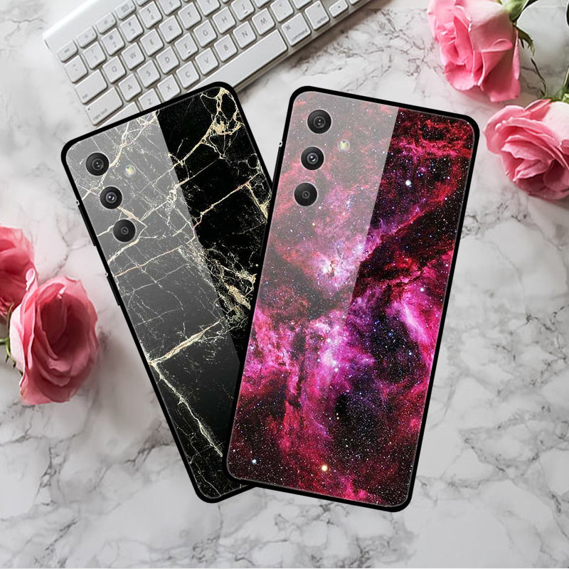 For Samsung Galaxy S24 Case Pattern Printing Tempered Glass+TPU+PC Phone Cover