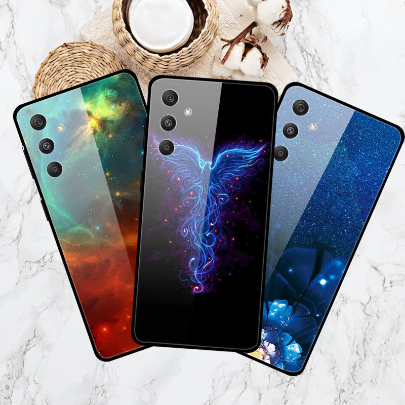 For Samsung Galaxy S24 Case Pattern Printing Tempered Glass+TPU+PC Phone Cover