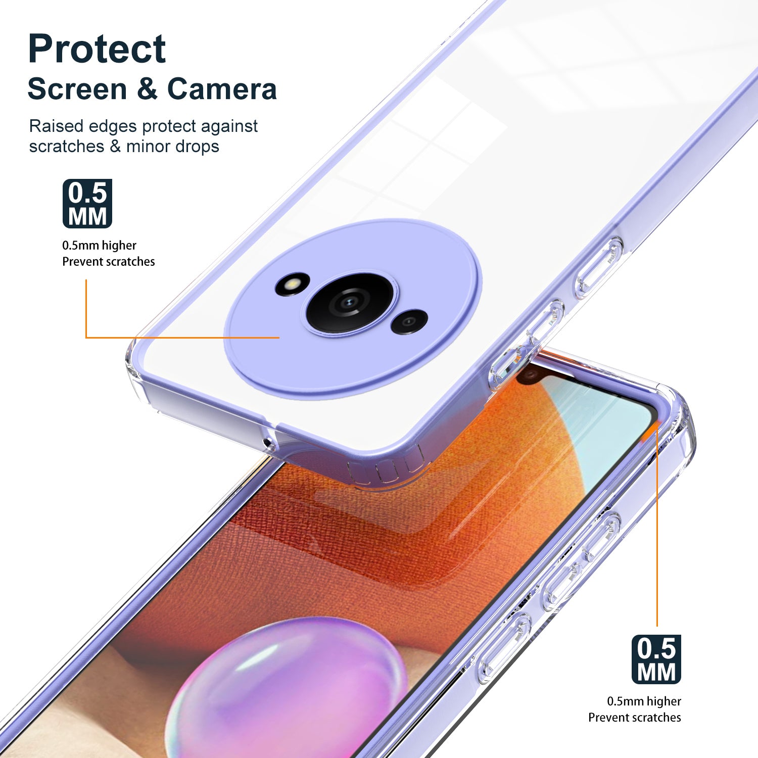 For Xiaomi Redmi A3 / Poco C61 4G Case TPU+PC Shockproof Clear Phone Shell