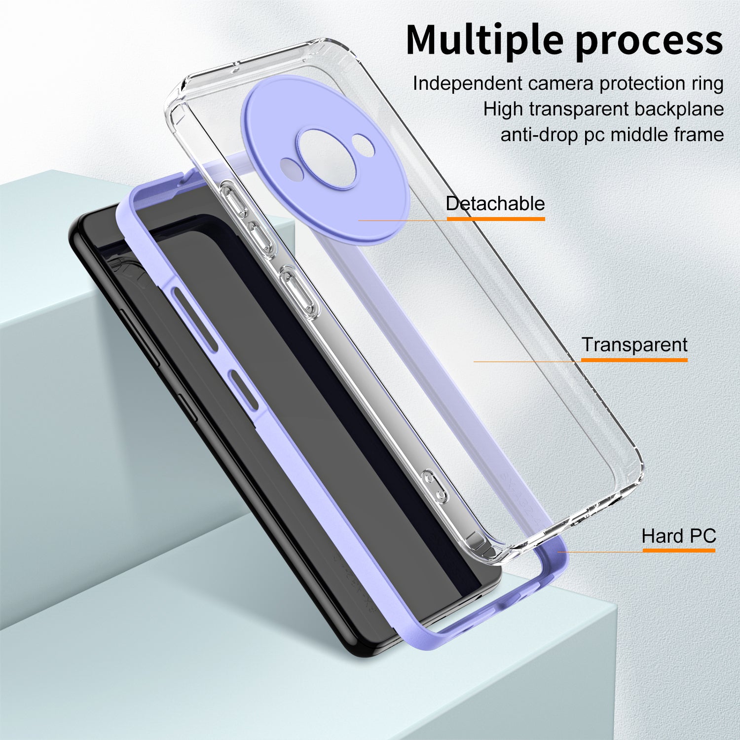 For Xiaomi Redmi A3 / Poco C61 4G Case TPU+PC Shockproof Clear Phone Shell