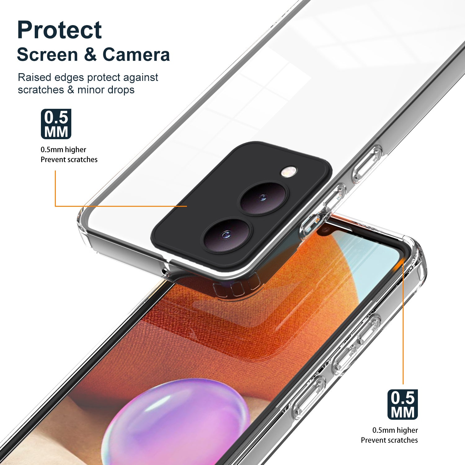 For vivo Y17s 4G Protective Case TPU+PC Clear Phone Cover
