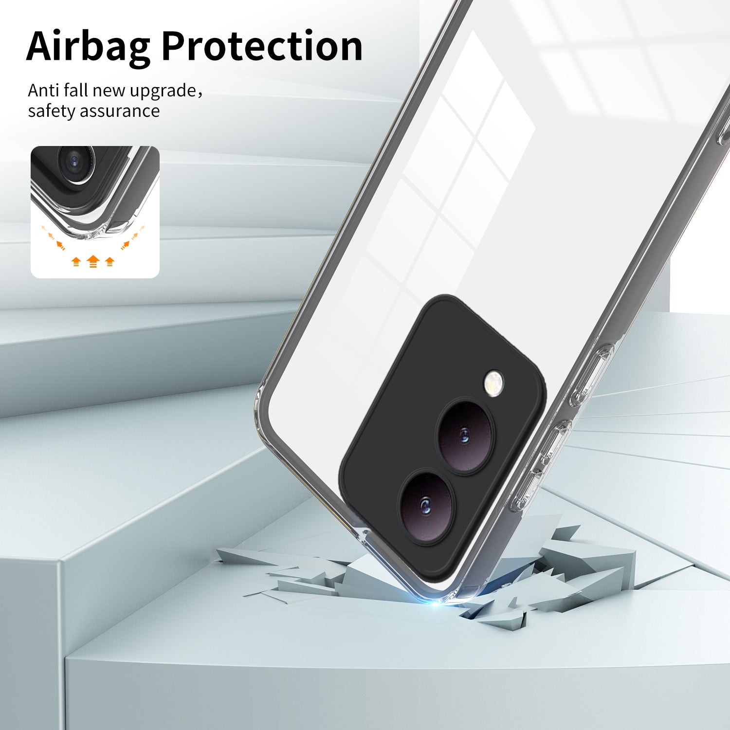 For vivo Y17s 4G Protective Case TPU+PC Clear Phone Cover