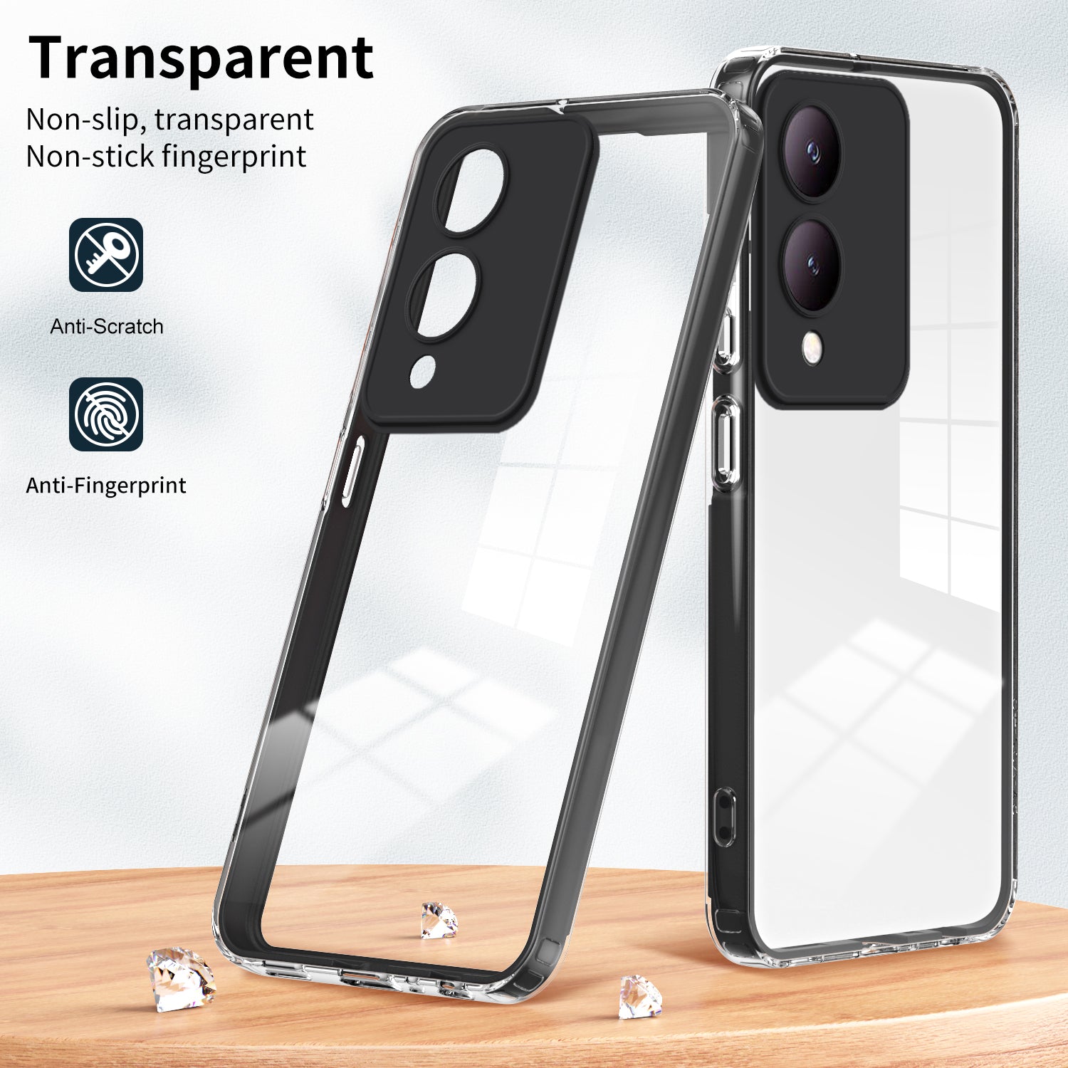 For vivo Y17s 4G Protective Case TPU+PC Clear Phone Cover