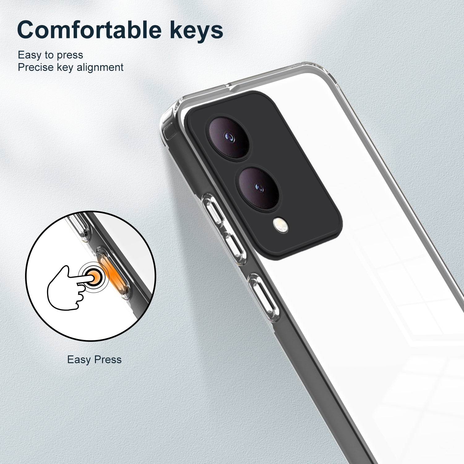 For vivo Y17s 4G Protective Case TPU+PC Clear Phone Cover