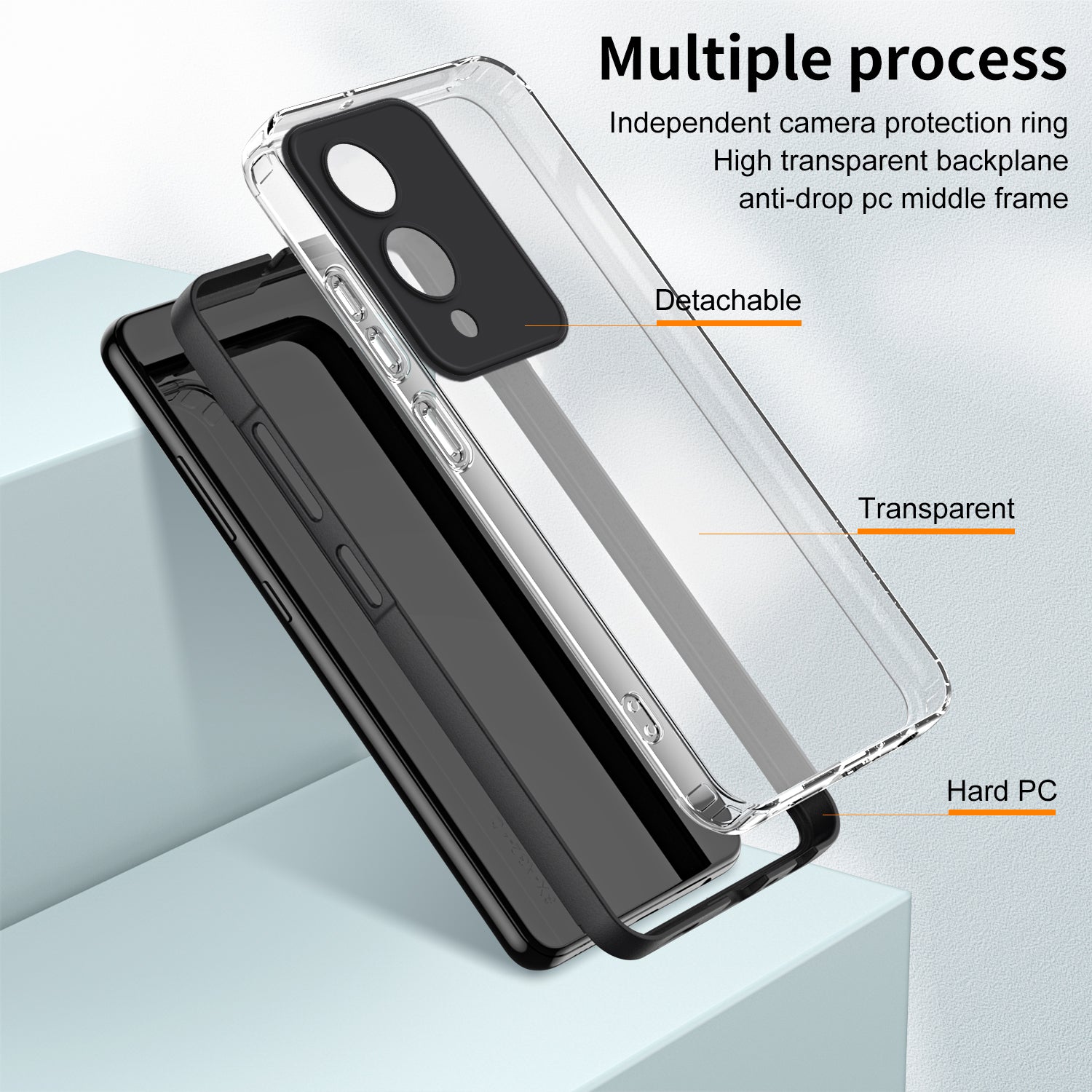 For vivo Y17s 4G Protective Case TPU+PC Clear Phone Cover