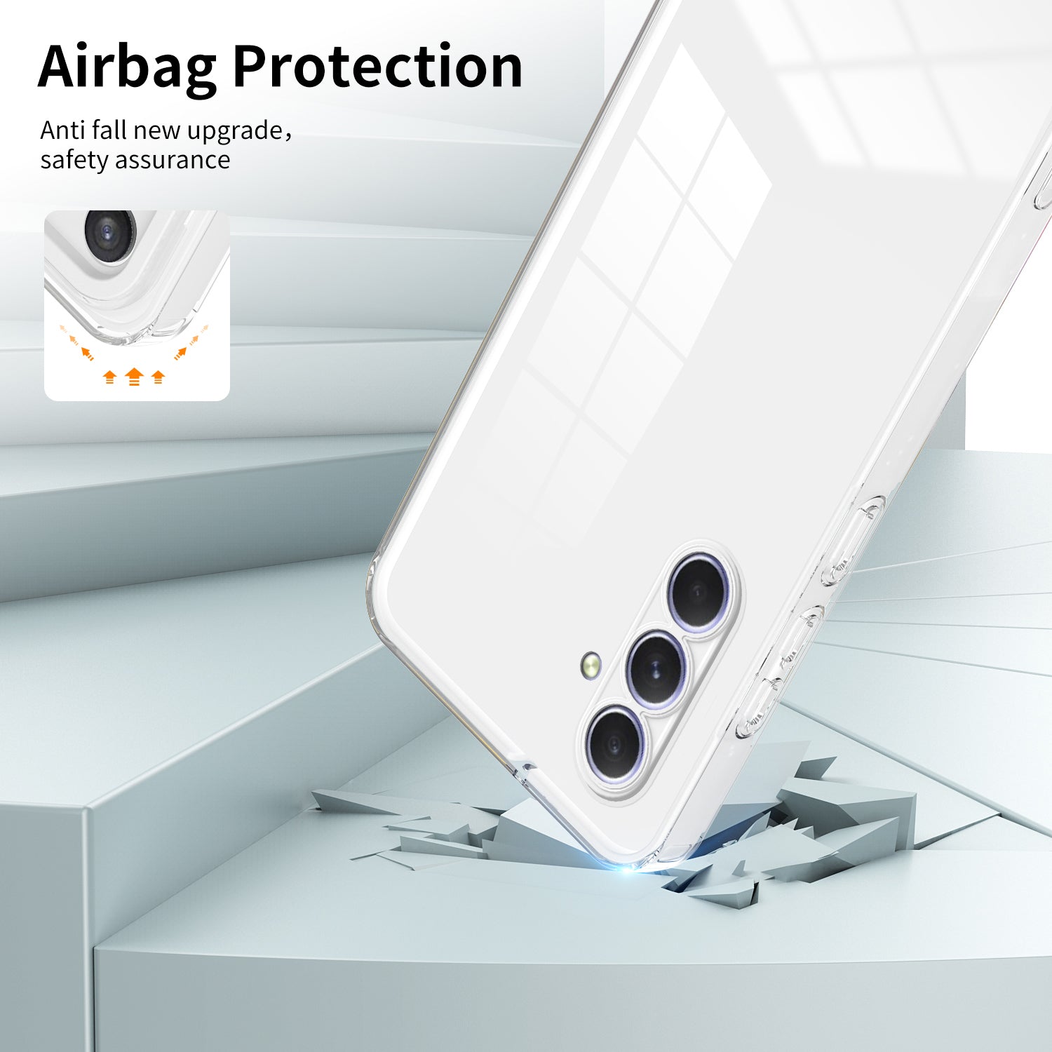 For Samsung Galaxy A55 5G Clear Case Shockproof TPU+PC Phone Shell