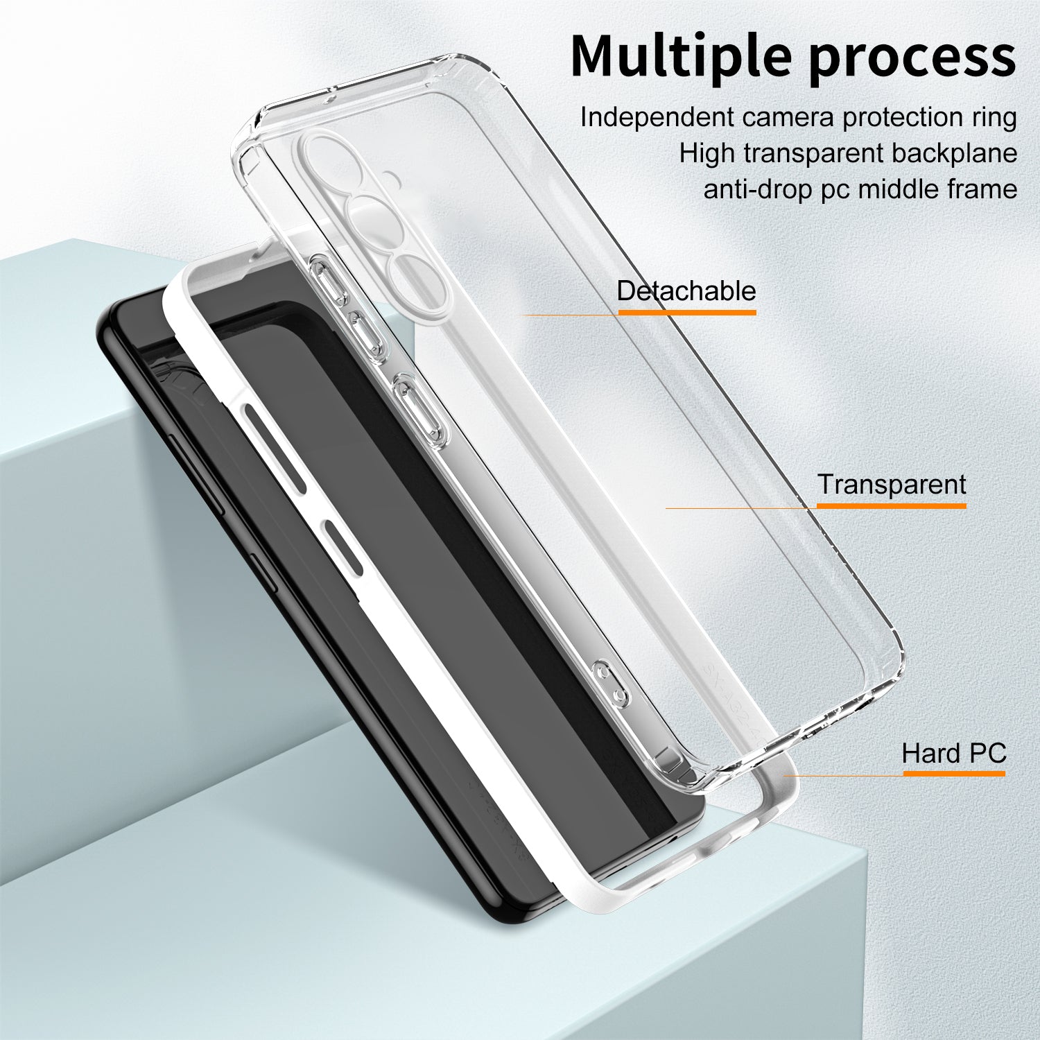 For Samsung Galaxy A55 5G Clear Case Shockproof TPU+PC Phone Shell