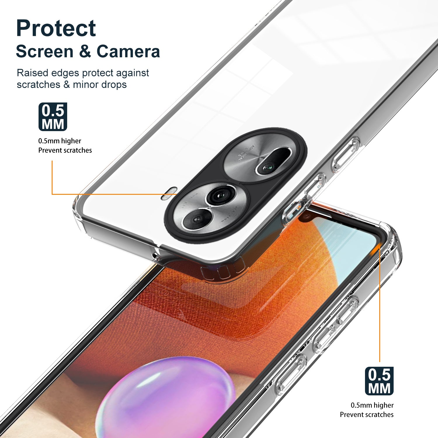 For Oppo Reno11 Pro 5G (Global) Clear Case TPU+PC Lens Protection Back Phone Cover